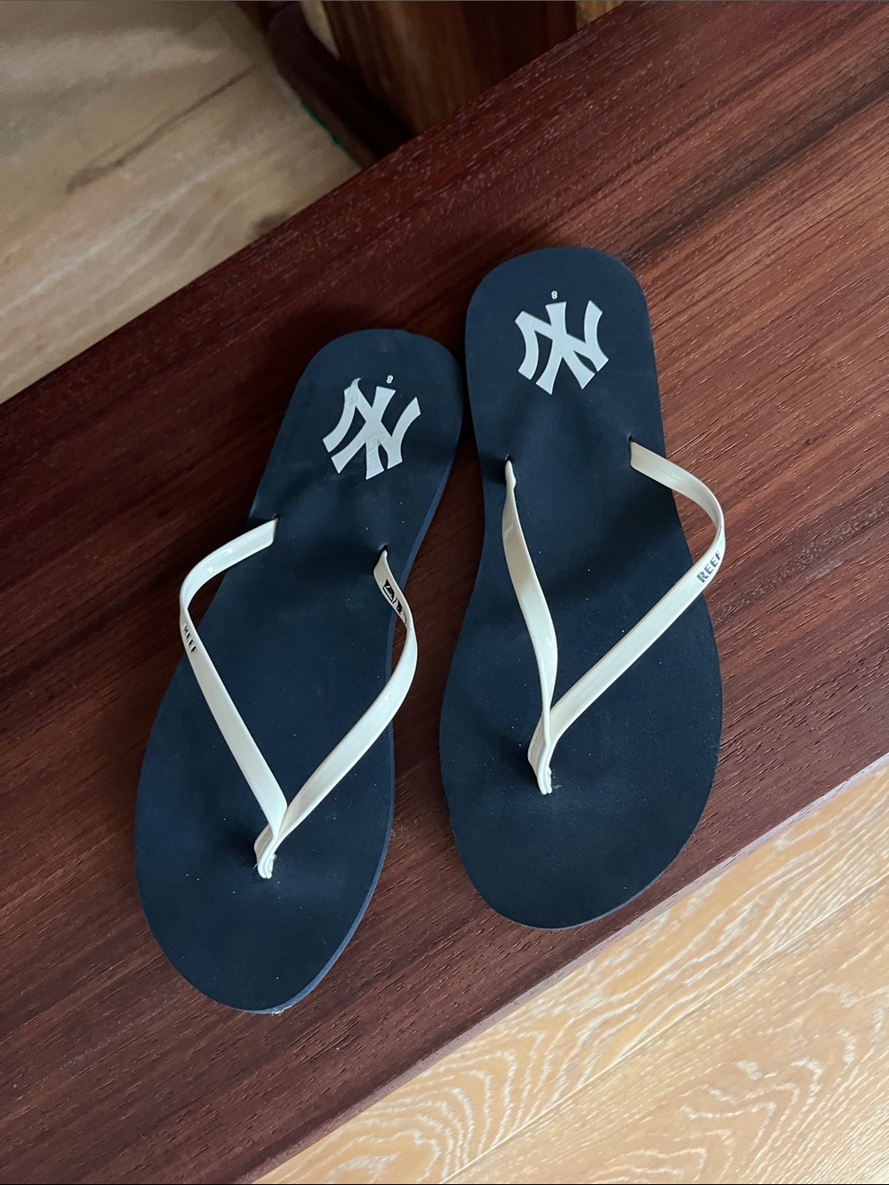 Reef Women's Black Sandals with Cream Straps - Logo Flip Flops